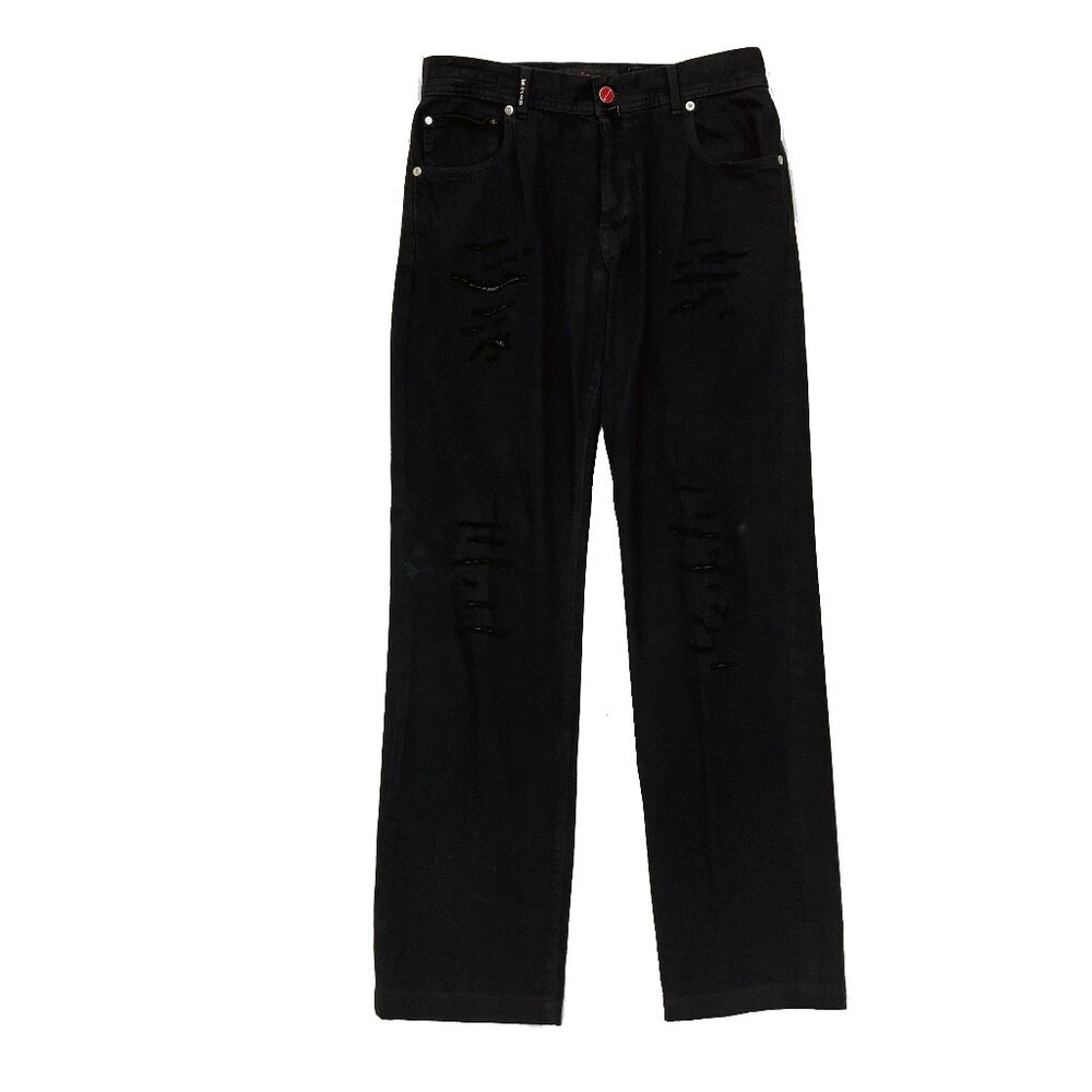 Kiton Napoli Italy Limited Edition Distressed Black Jeans Mens 32